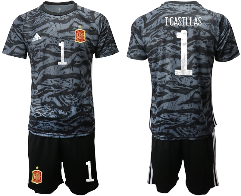 Men 2021 European Cup Spain black goalkeeper 1 Soccer Jersey1